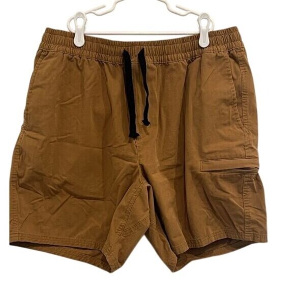 The North Face Mens Cargo Shorts Large Brown Elastic Waist Zipper Pocket Cotton - Picture 1 of 9